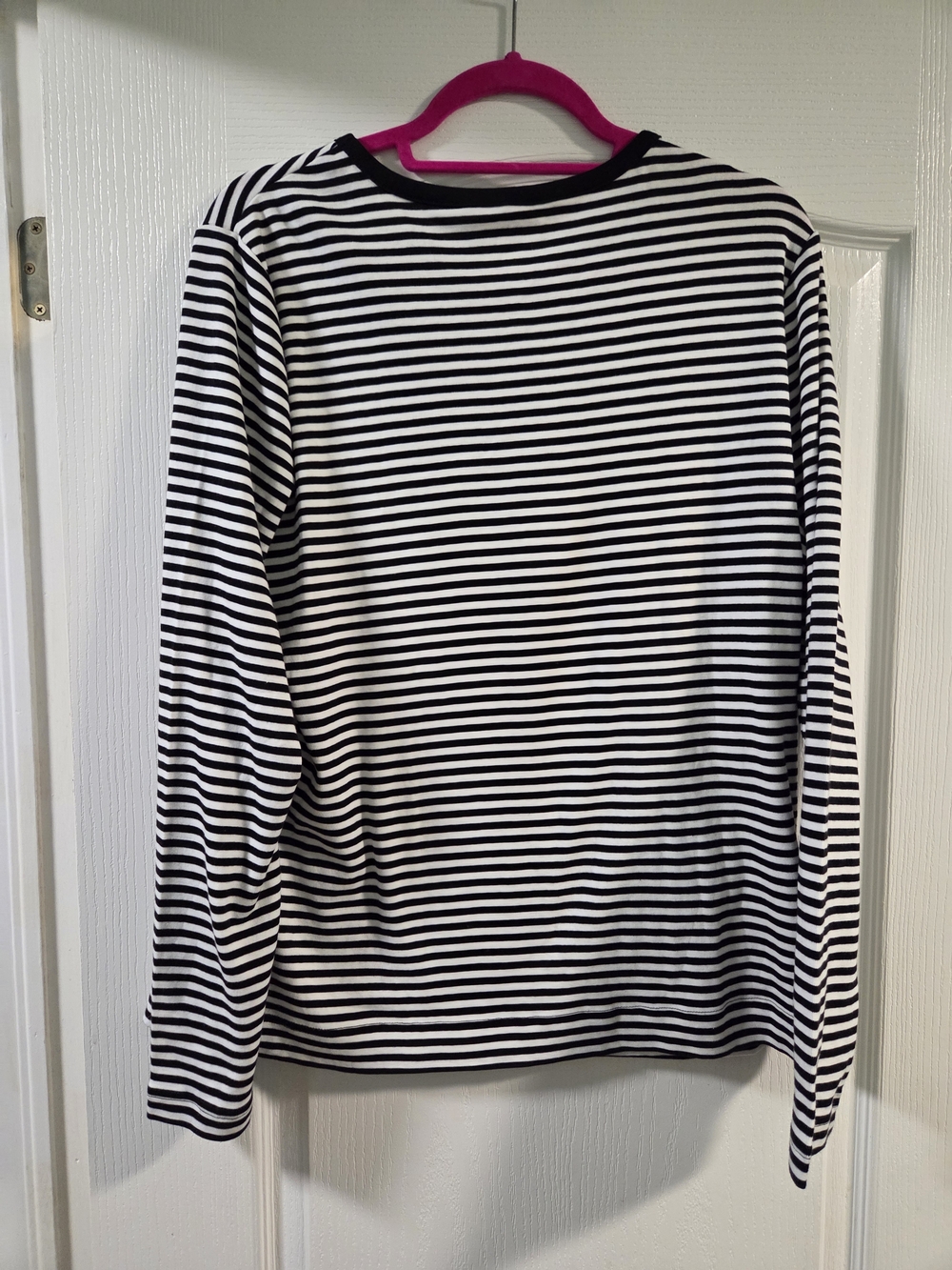 Duluth Trading Co Longtail Black & White Striped Long Sleeve Tee- Size XL - Picture 4 of 8